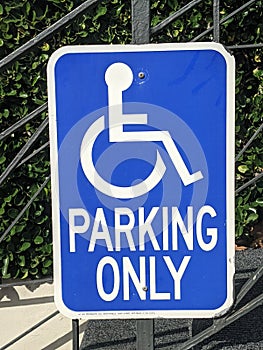 Blue Handicap parking sign, disability