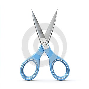 Blue handled scissors isolated on white background ideal for craft projects and office supplies