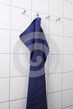 Blue hanging towel