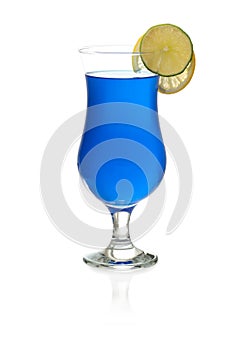 Blue Hawaii cocktail on white background