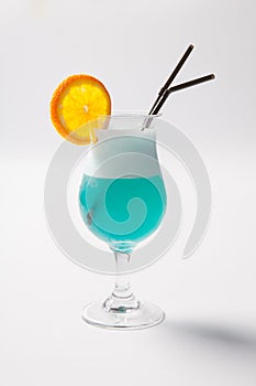 Blue Hawaiian cocktail with a slice of orange