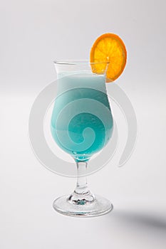 Blue Hawaiian cocktail with a slice of orange