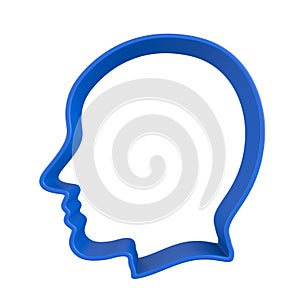 Blue head on white background. Isolated 3D illustration