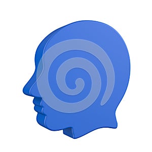 Blue head on white background. Isolated 3D illustration