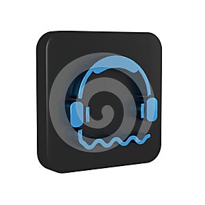 Blue Headphones icon isolated on transparent background. Support customer service, hotline, call center, faq