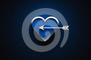 Blue Heart Arrow Design Pattern,Generative AI