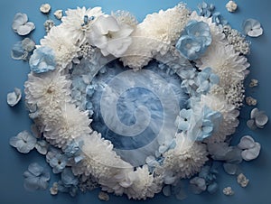 Blue heart backdrop for newborn photography. Ai generated