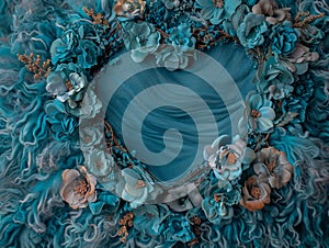 Blue heart backdrop for newborn photography. Ai generated