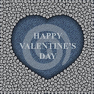 Blue jeans heart with spangles