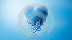 Blue Heart with Falling Petals