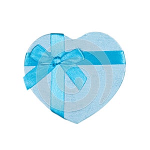 Blue heart gift box with a bow