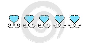 Blue Heart Love Hand drawn sign set. Romantic vintage hearts collection calligraphy vector illustration. Concepn icon symbol shirt