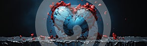 Blue heart, love theme, love theme, Valentine\'s Day holiday.