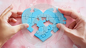 The blue heart puzzle.AI generated image photo