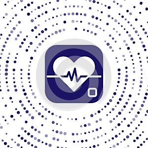 Blue Heart rate icon isolated on white background. Heartbeat sign. Heart pulse icon. Cardiogram icon. Abstract circle