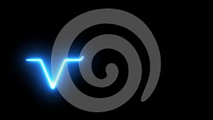 Blue heart rate pulse wave on isolated black background. Heartbeat pulsation on monitor. Sign and symbol concept. Element for