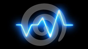 Blue heart rate pulse wave on isolated black background. Heartbeat pulsation on monitor. Sign and symbol concept. Element for