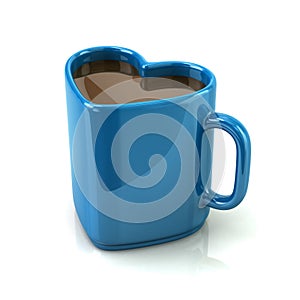 Blue heart shaped coffee mug