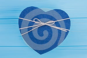 Blue heart shaped gift box.