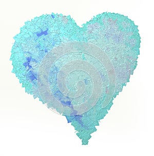 Blue heart on white background. photo