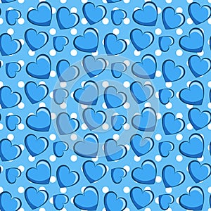 Blue hearts seamless pattern. Vector illustration seamless pattern. Flat design