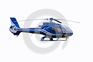 Blue helicopter isolated on the white background