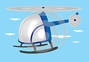 Blue Helicopter in the Sky Vector Cartoon Illustration
