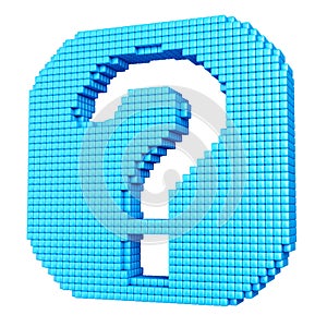 Blue help icon made of cubes