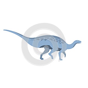 Blue Herbivorous Dinosaur Of Jurassic Period, Prehistoric Extinct Giant Reptile Cartoon Realistic Animal