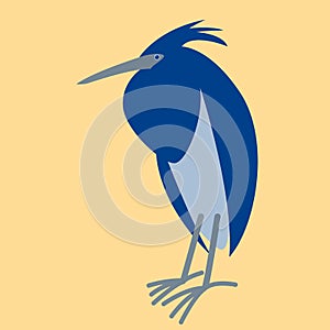 Blue heron bird,stylized vector illustration