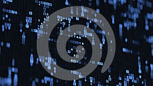 Blue hexadecimal big data digital code 3D rendering illustration