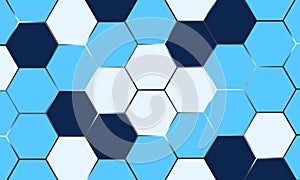 Blue hexagon gaming abstract vector background with blue and white hexagonal shapes.