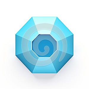 Blue Hexagonal Polygon Icon On White Background photo