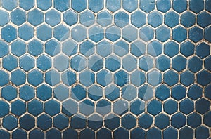 Blue hexagon mosaic swimming pool.