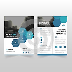 Blue hexagon Vector annual report Leaflet Brochure Flyer template design, book cover layout design, abstract business presentation