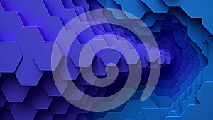 Blue Hexagonal and Angular Layered Shapes