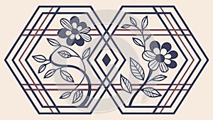 Blue hexagonal geometric floral seamless pattern design vector design Generative AI