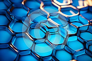 .Blue Hexagonal Metal Pattern Background