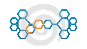 Blue Hexagonal Network: Abstract Molecular Structure, vector design Generative AI