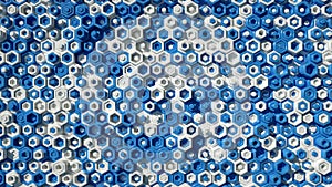Blue hexagons 3D render illustration