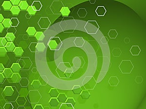 TECH Hexagons in differnts shaphes OVER GREEN bACKGROUND