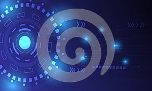 blue hi tech circles technology circuit lines connection abstract background photo