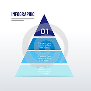 Blue Hierarchical infographic template design. Business concept infograph with 4 options, steps or processes. Vector visualization