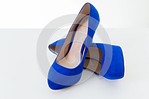 Blue high heel shoes