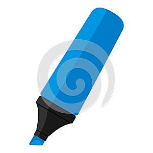 Blue Highlighter Pen Flat Icon on White