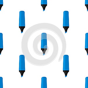 Blue Highlighter Pen Icon Seamless Pattern