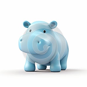 Blue Hippo Standing In Front Of White Background - Creative Commons Attribution Uhd Image