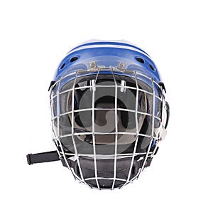 Blue hockey goalie mask.