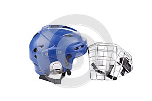 Blue hockey goalie mask.