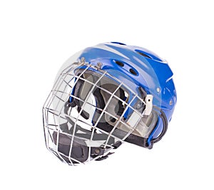 Blue hockey goalie mask.